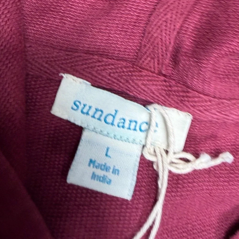 Sundance Floral‎ Embroidered Hooded Jumpsuit Pink Zip Front Drawstring L NWT